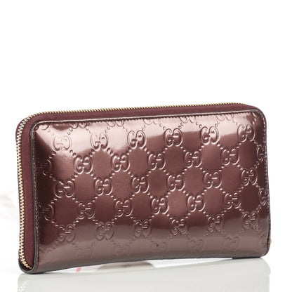 Gucci Patent Guccissima Zip Around Organizer Wallet Bordeaux 3 of 8