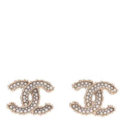 Chanel Pearl CC Camellia Express Stud Earrings Gold 1 of 5