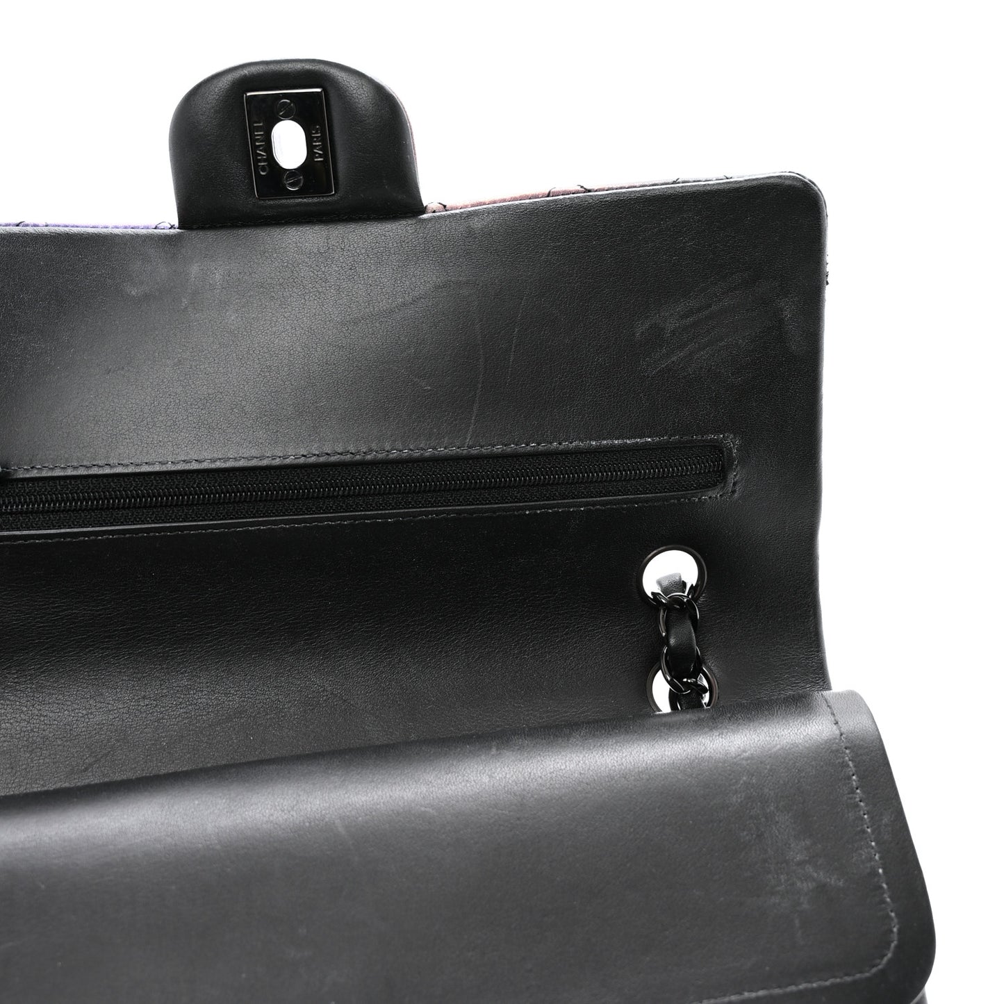 Calfskin Quilted Ombre Medium Double Flap Black