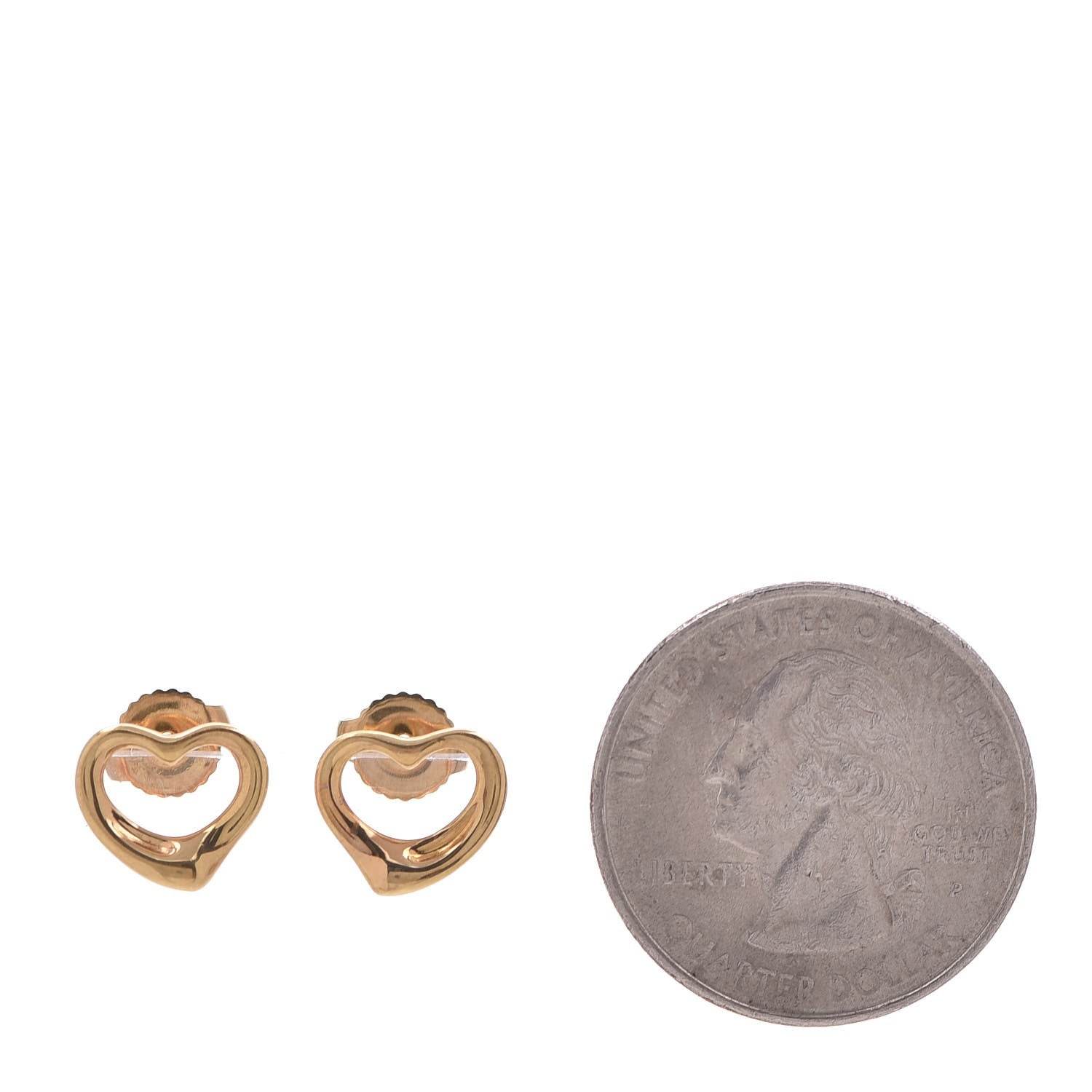 Tiffany 18K Yellow Gold 11mm Elsa Peretti Open Heart Earrings 2 of 10