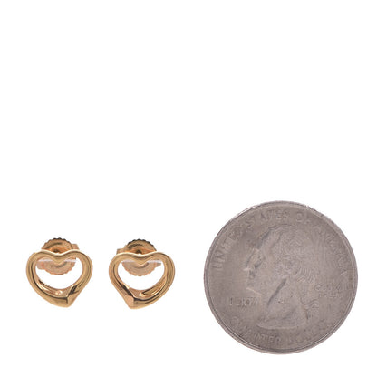 Tiffany 18K Yellow Gold 11mm Elsa Peretti Open Heart Earrings 2 of 10
