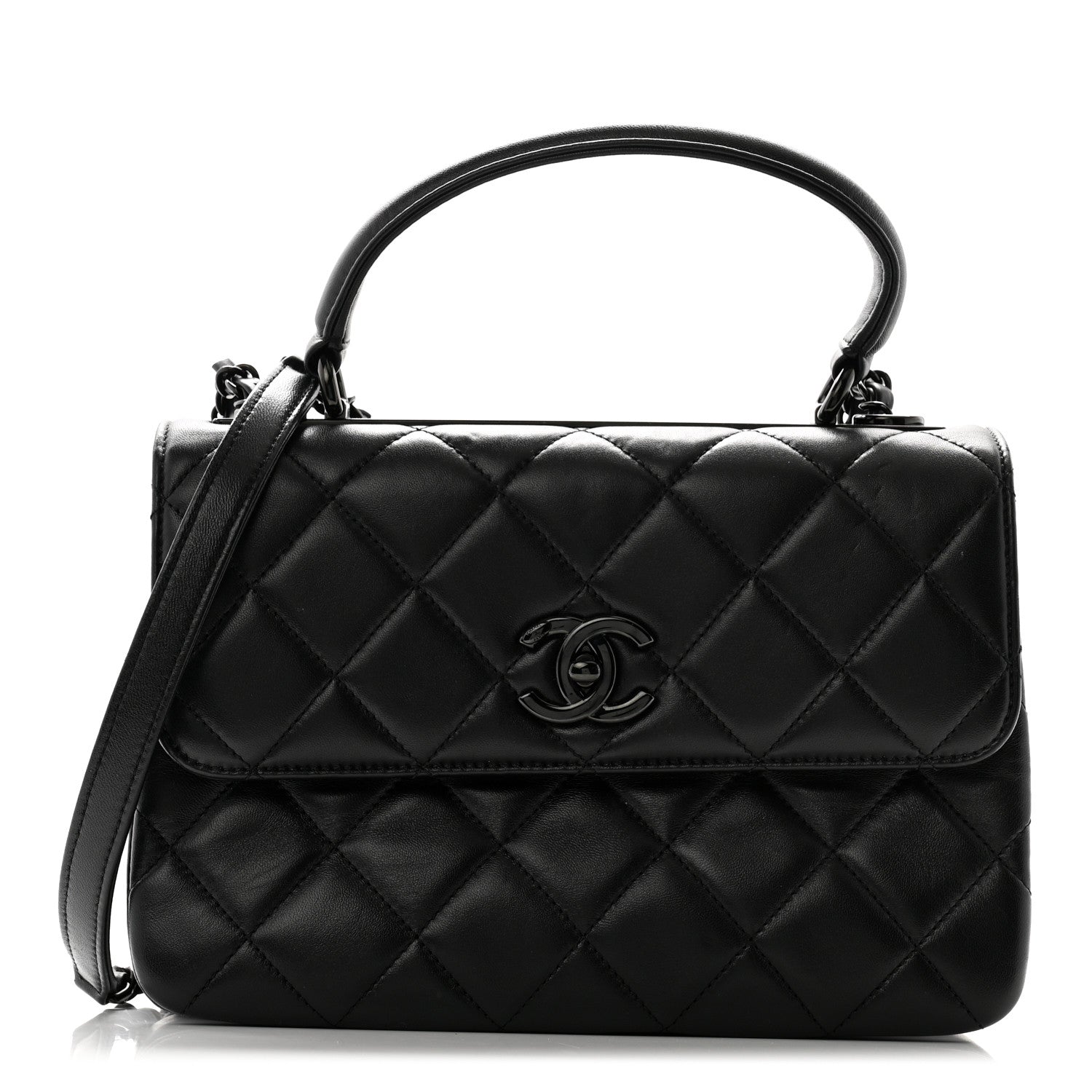 Chanel Lambskin Quilted Small Trendy CC Dual Handle Flap Bag So Black 1 of 13