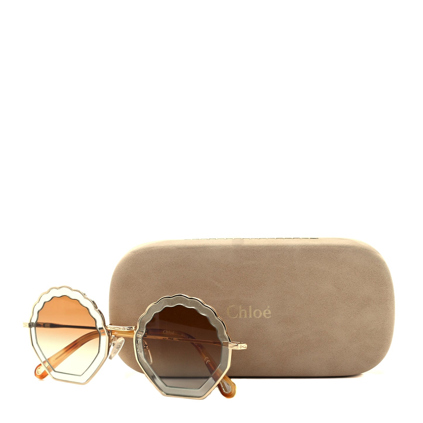 Metal Scalloped Sunglasses CE147S Gold Brown