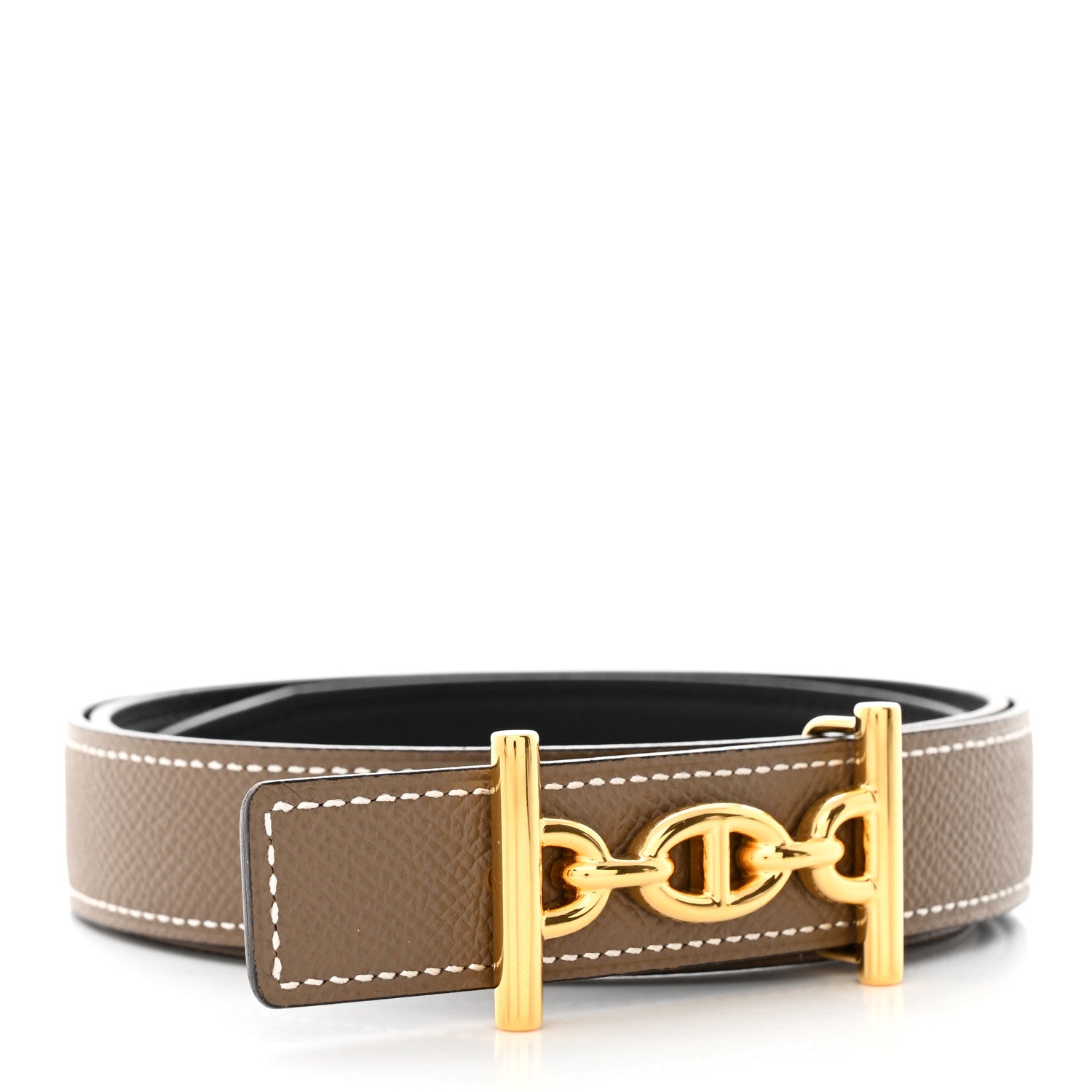 Hermes Swift Epsom 24mm Ancre Belt 85 34 Black Etoupe 2 of 10
