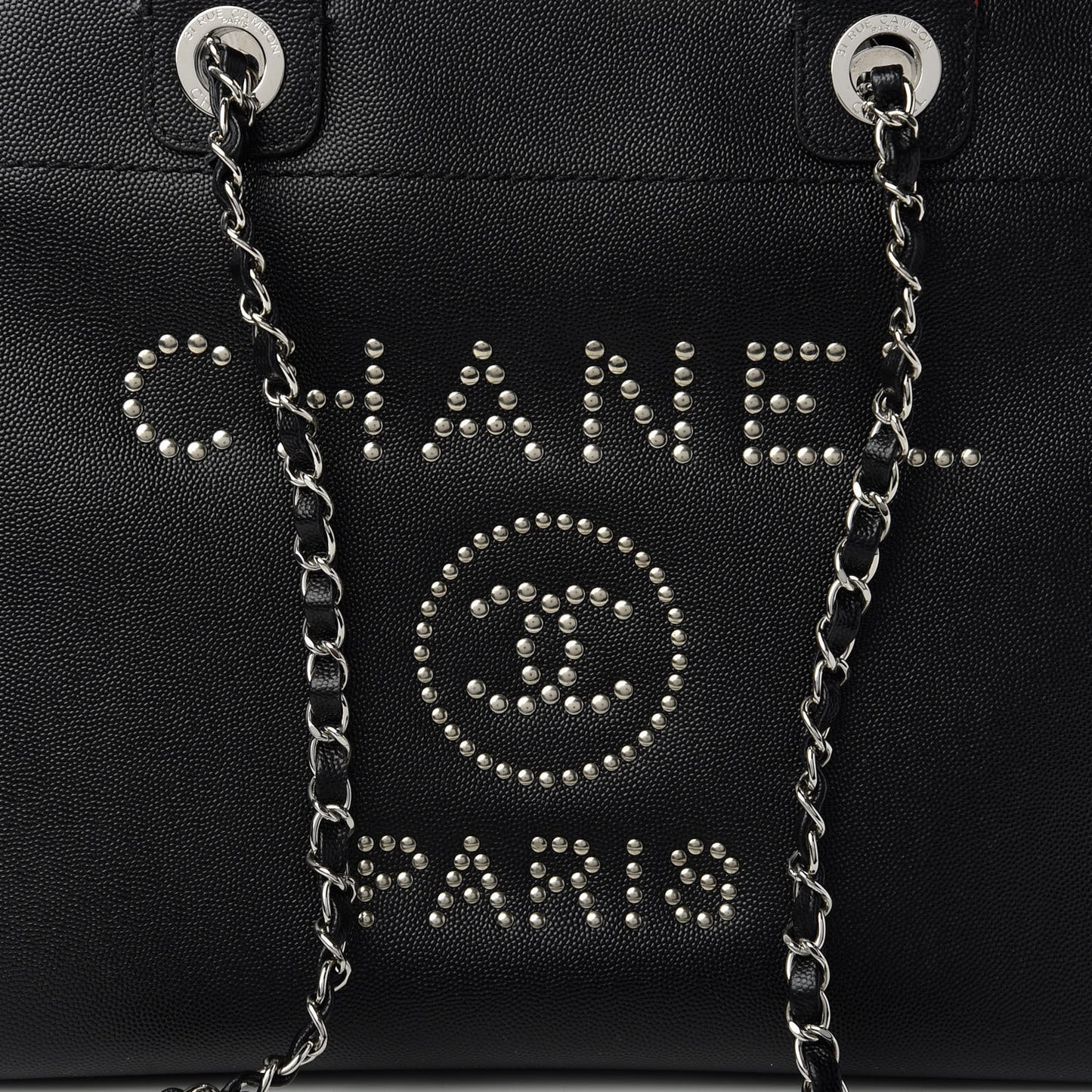 Caviar Small Studded Deauville Tote Black