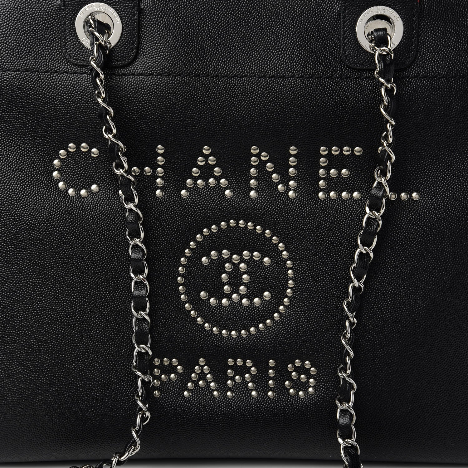 Chanel Caviar Small Studded Deauville Tote Black 10 of 10