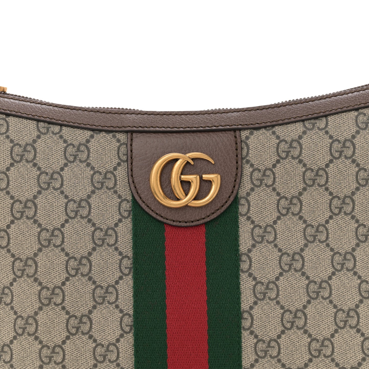 GG Supreme Monogram Web Small Ophidia Half Moon Hobo Brown