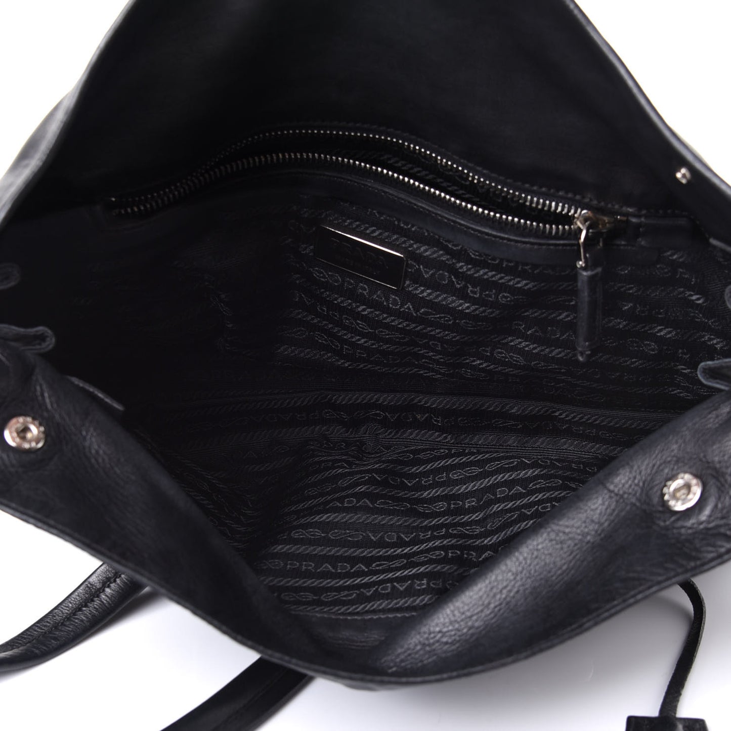 Tessuto Nylon Nappa Foldover Pushlock Satchel Black