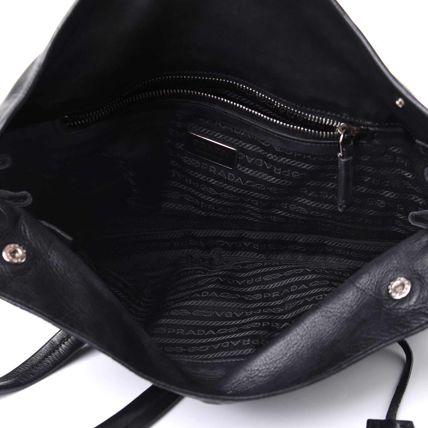 Prada Tessuto Nylon Nappa Foldover Pushlock Satchel Black 5 of 14