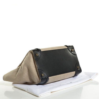 Celine Smooth Calfskin Linen Mini Tri-Color Luggage Black Khaki Navy 11 of 14