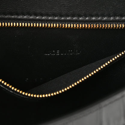 Balenciaga Shiny Calfskin Crocodile Embossed Small Hourglass Top Handle Bag Black 7 of 16