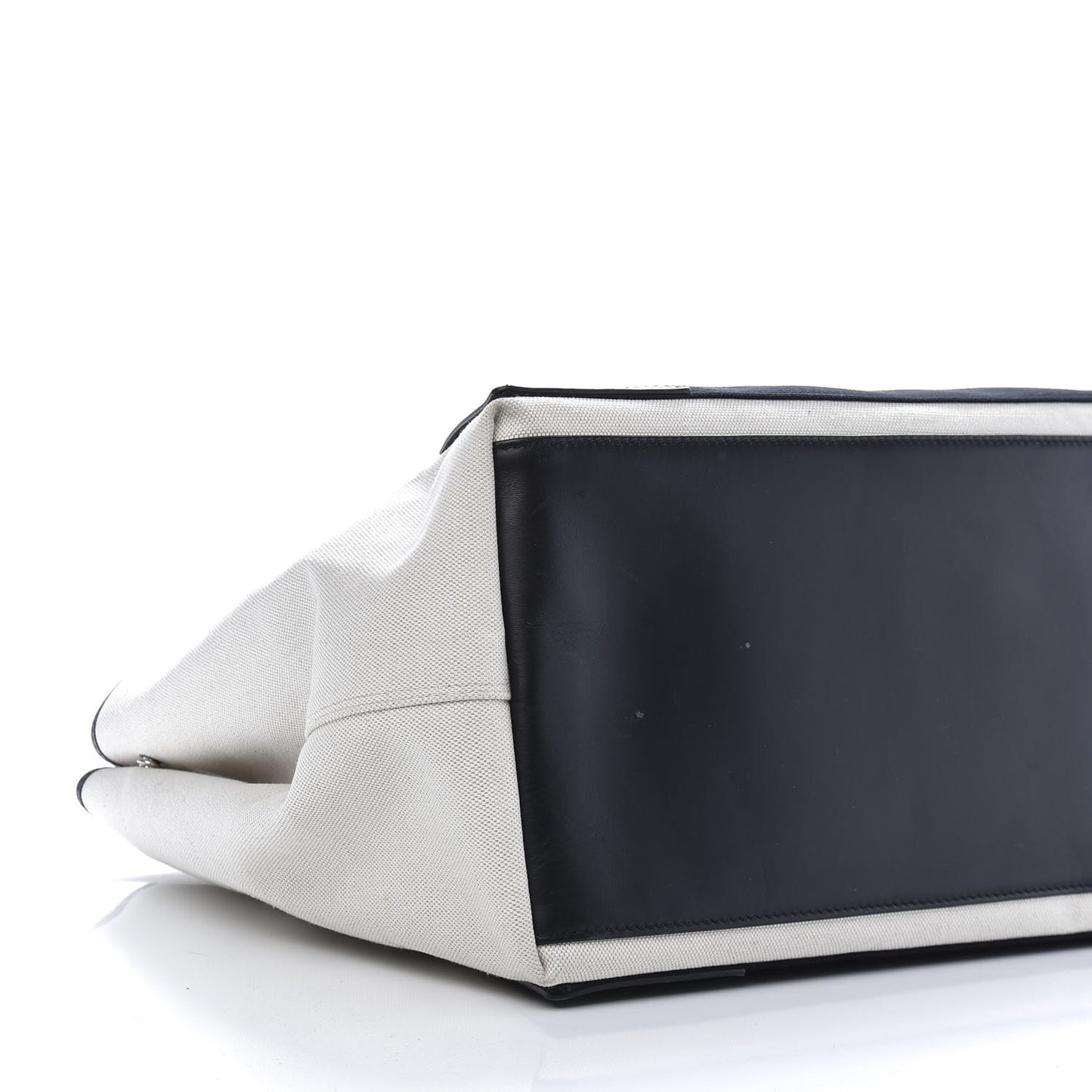 Cotton Canvas Calfskin M Navy Cabas Natural Black