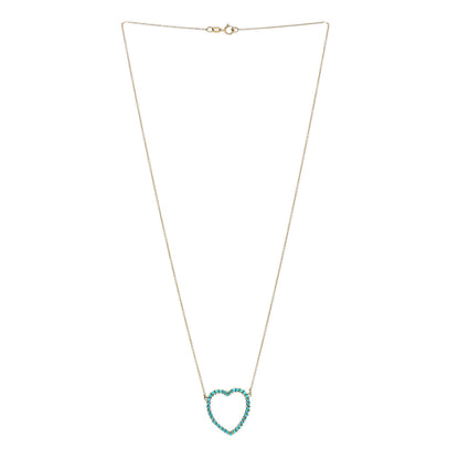 Jennifer Meyer 18K Yellow Gold Turquoise Open Heart Pendant Necklace 3 of 4