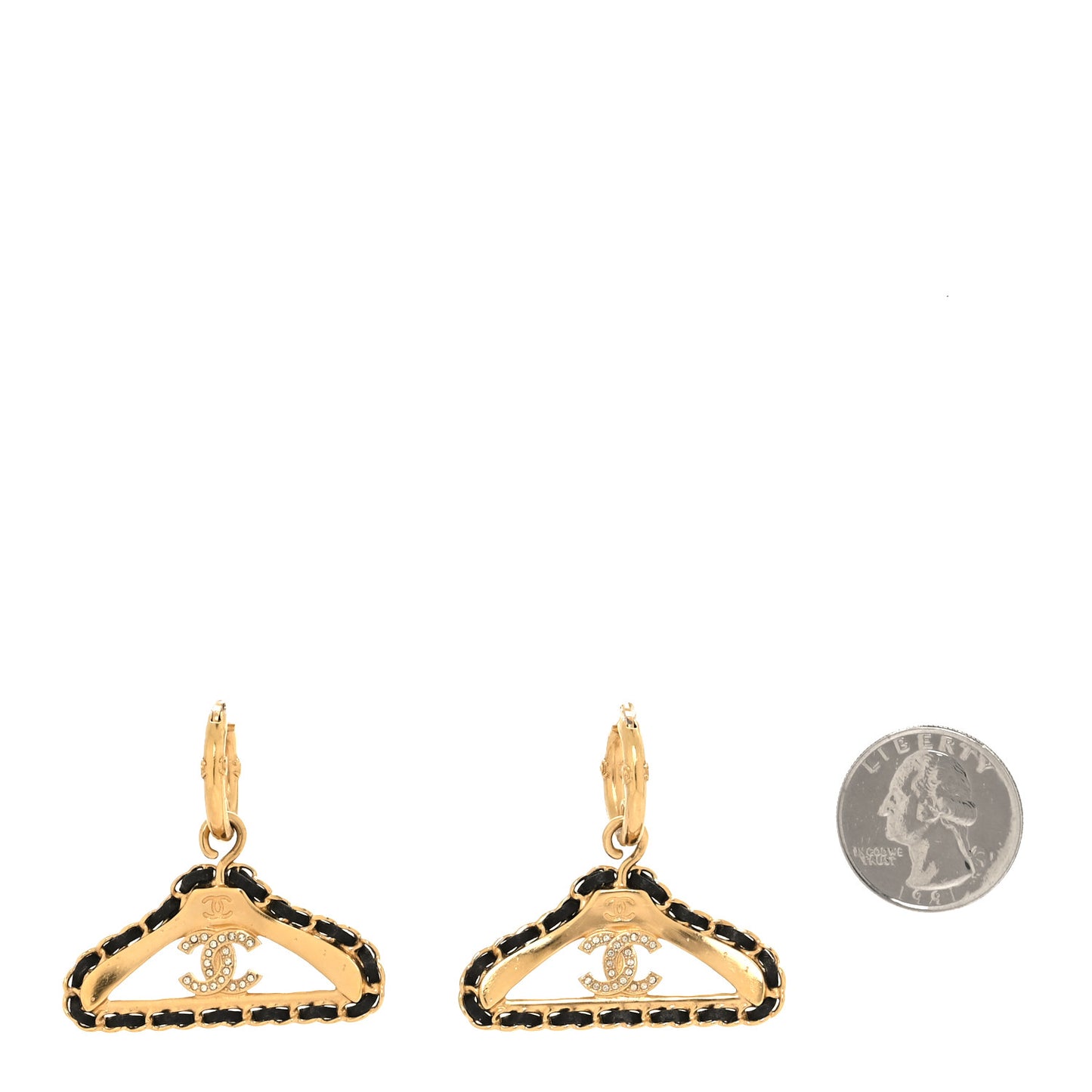 Lambskin Enamel CC Hanger Dangle Earrings Gold