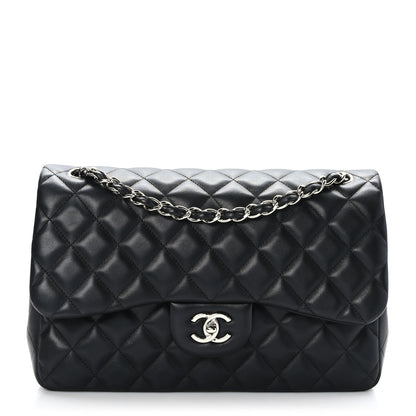 Chanel Lambskin Quilted Jumbo Double Flap Black 1 of 9