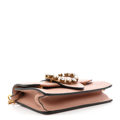 Miu Miu Goatskin Madras Soft Calfskin Crystal Pearl Embellished Shoulder Bag Orchidea 4 of 13