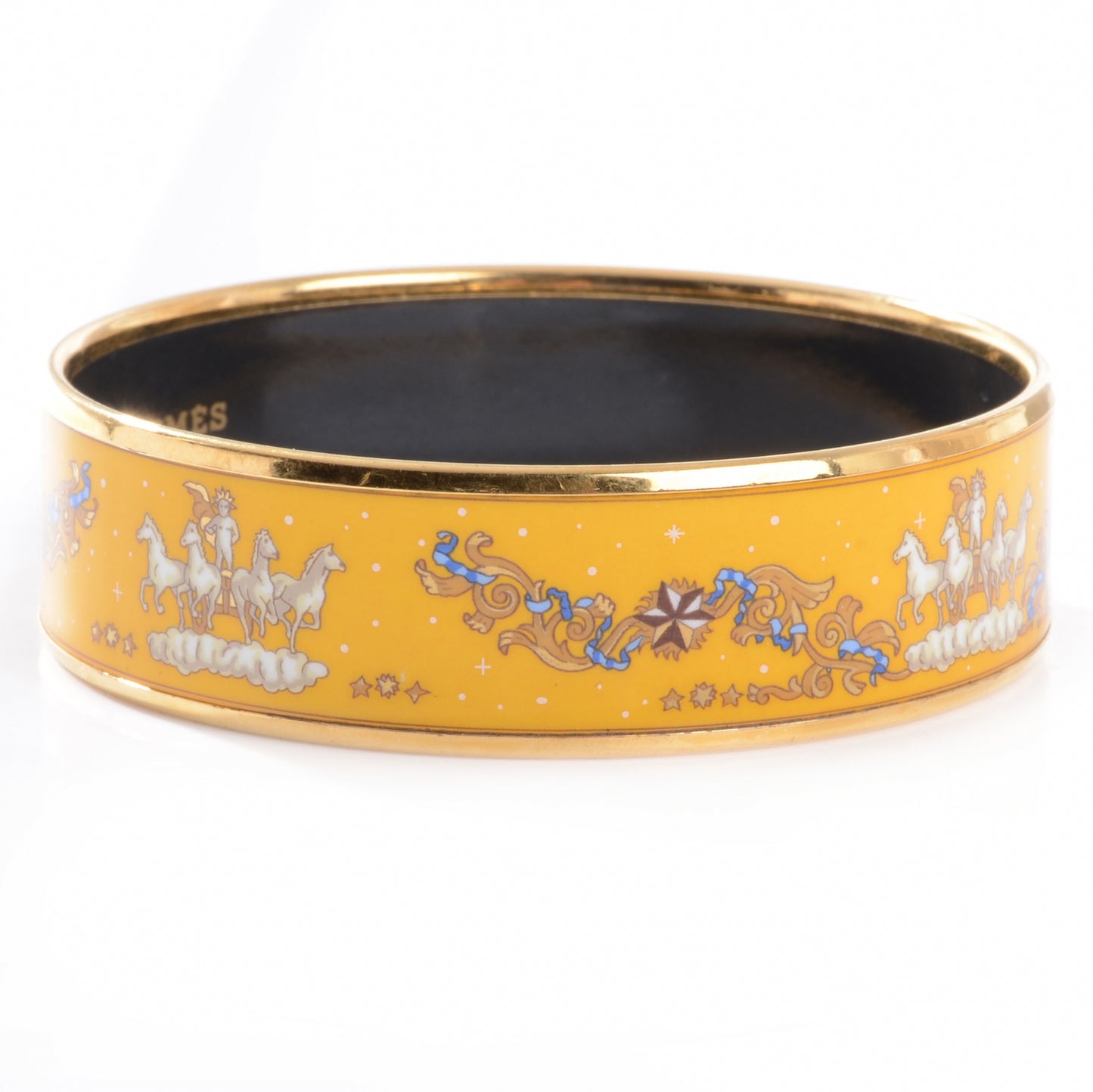Enamel Printed Horses Wide Bracelet 62 Yellow