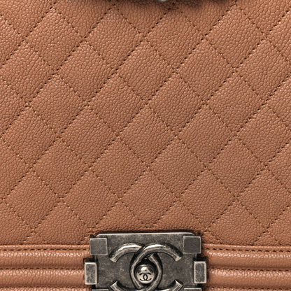 Chanel Caviar Quilted New Medium Boy Flap Light Brown 8 of 10