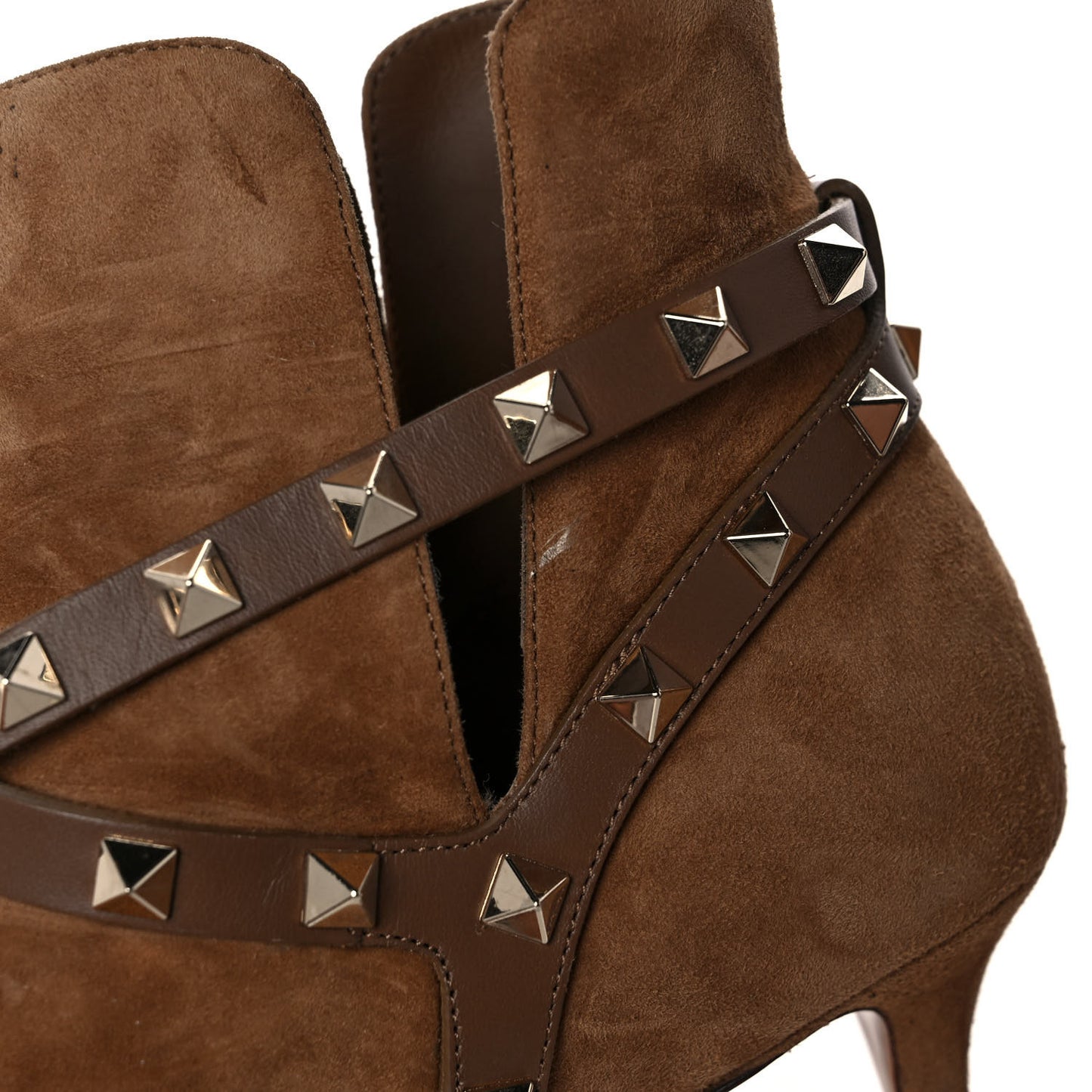 Suede Rockstud Double Buckle 65mm Ankle Boots 39 Nocciola