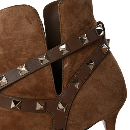 Valentino Garavani Suede Rockstud Double Buckle 65mm Ankle Boots 39 Nocciola 10 of 12