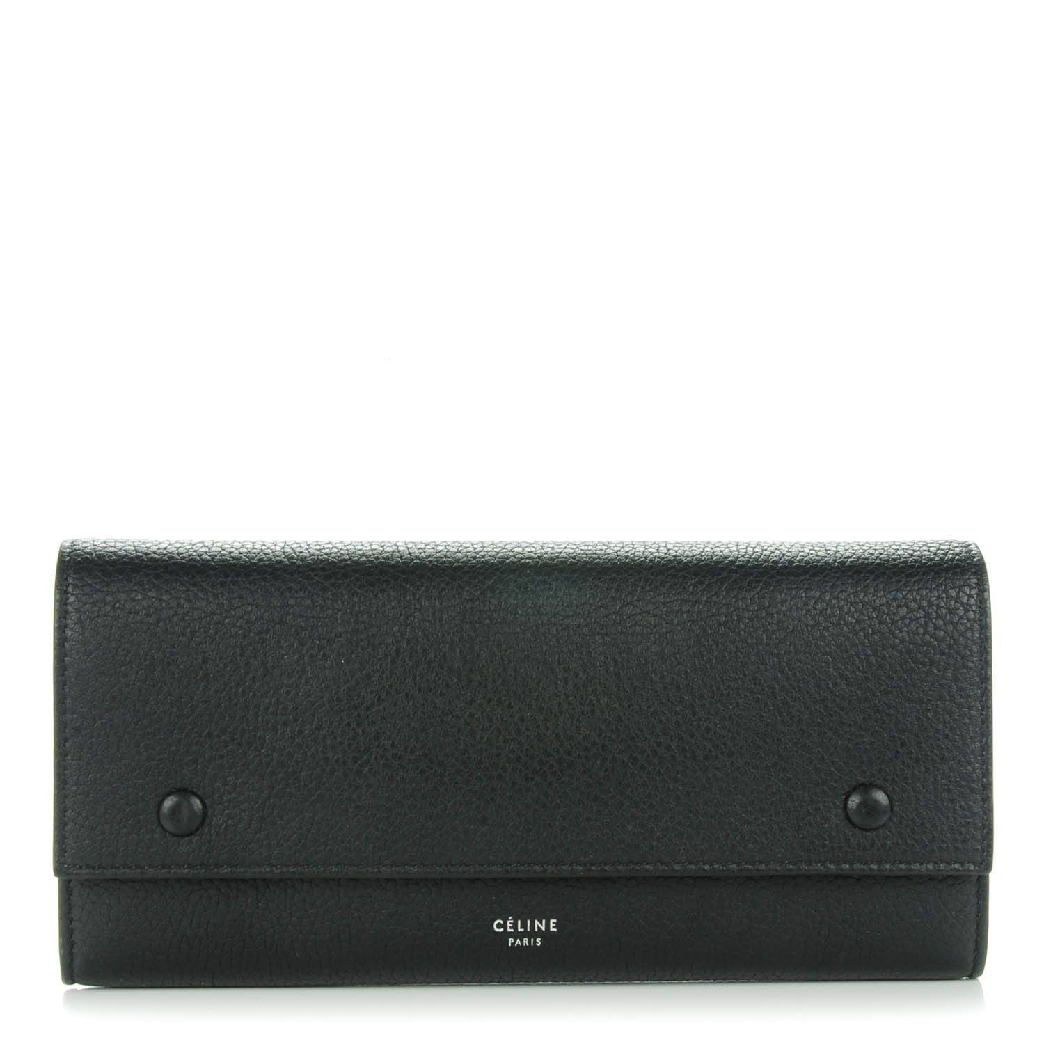 Celine Drummed Calfskin Large Multifunction Flap Wallet Black 1 of 12