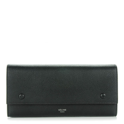 Celine Drummed Calfskin Large Multifunction Flap Wallet Black 1 of 12