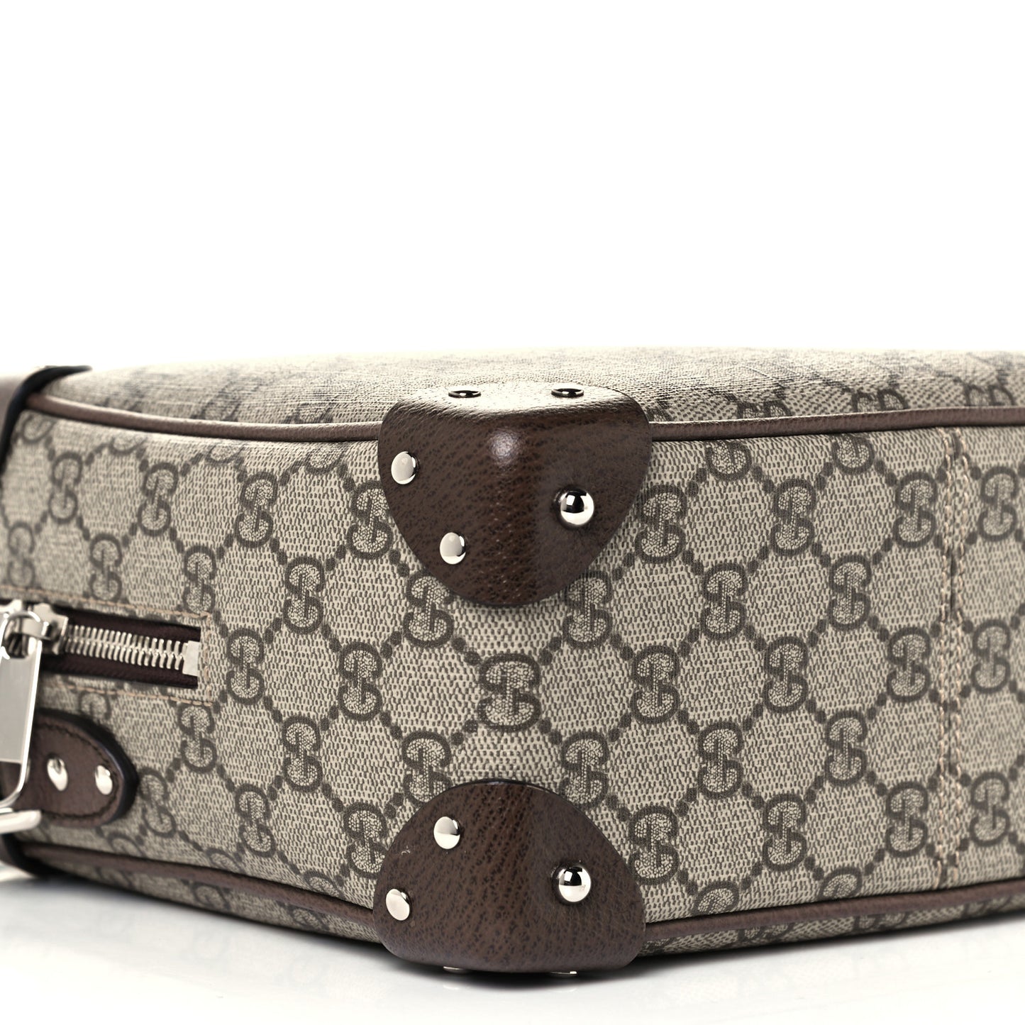 GG Supreme Monogram Textured Calfskin Square Messenger Bag Beige Ebony New Acero