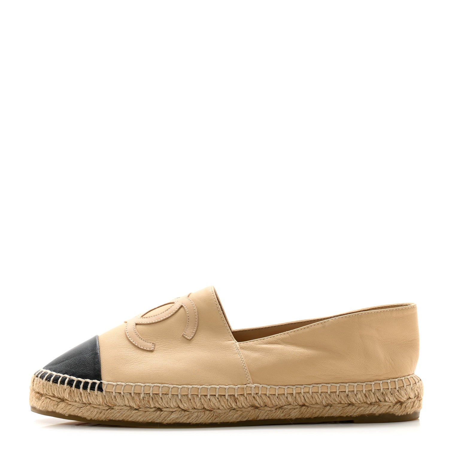 Chanel Lambskin CC Espadrilles 40 Beige Black 1 of 12