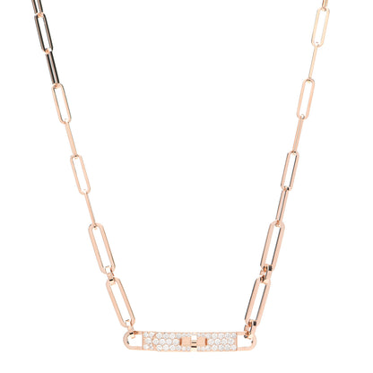 Hermes 18K Rose Gold Diamond Pave Kelly Chaine Choker Necklace 1 of 4