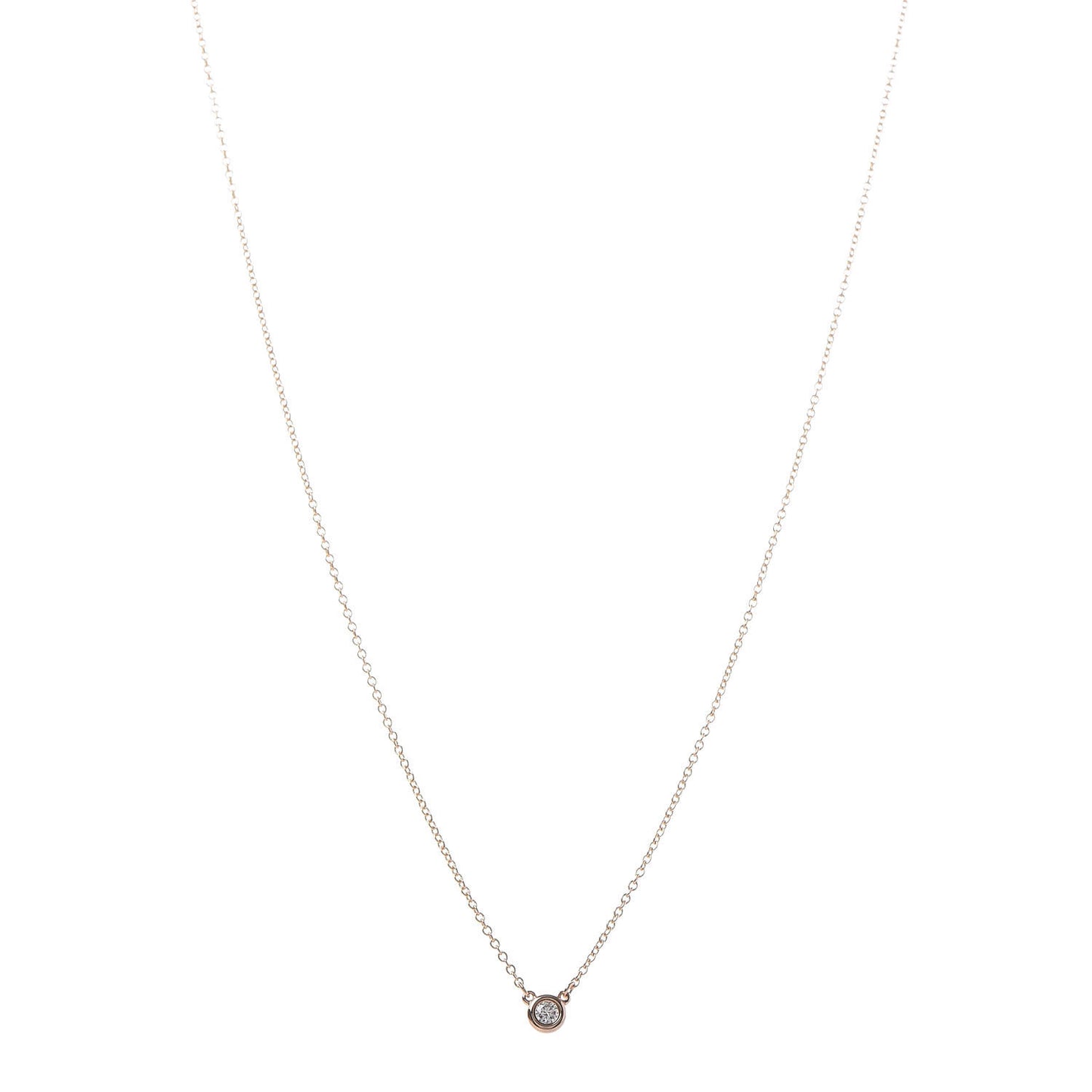 18K Rose Gold Diamond .07ct Elsa Peretti Diamonds by the Yard Pendant Necklace