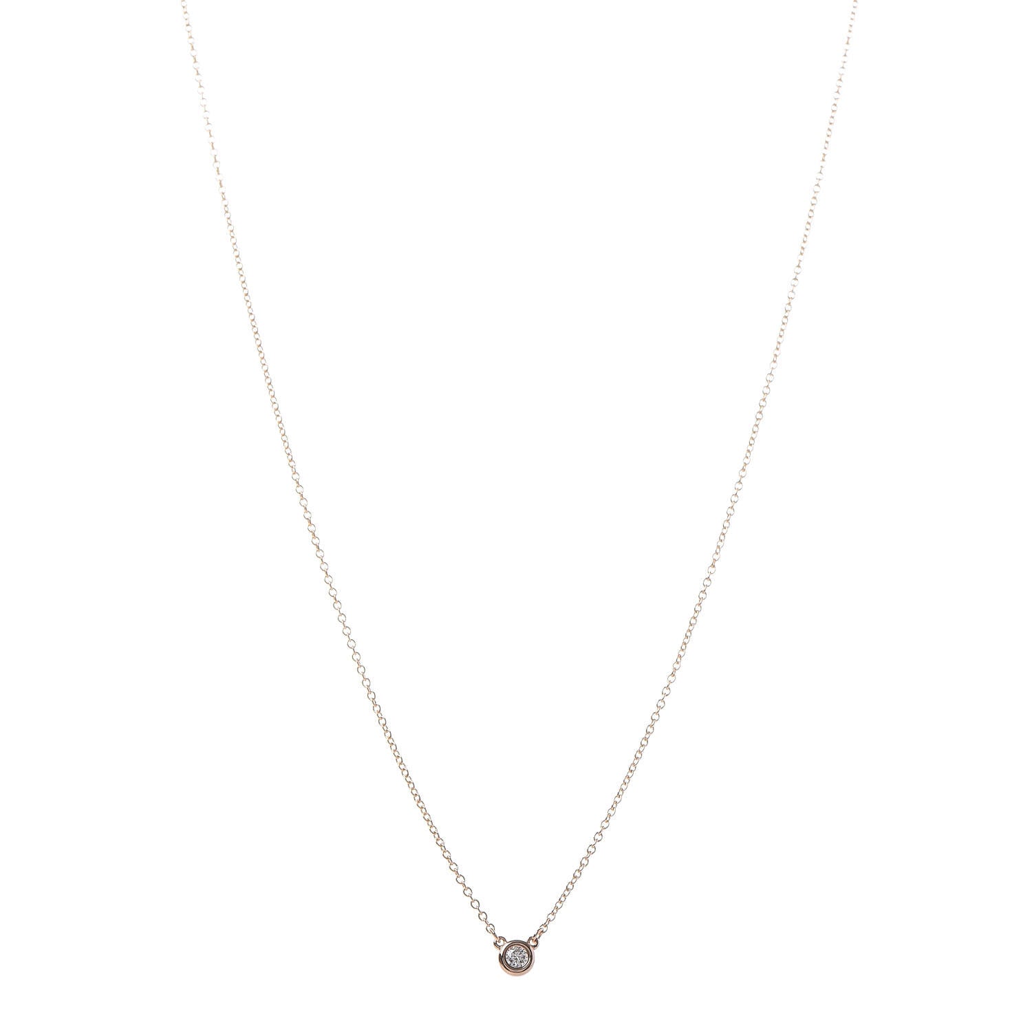 Tiffany 18K Rose Gold Diamond .07ct Elsa Peretti Diamonds by the Yard Pendant Necklace 1 of 8