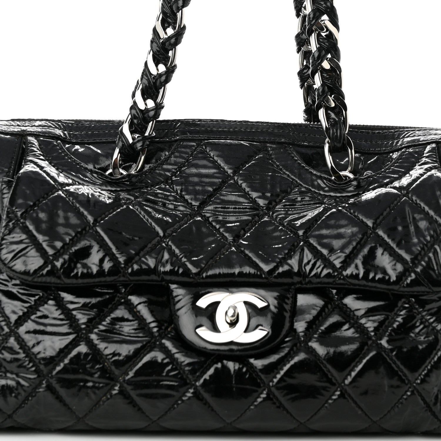 Chanel Patent Quilted Day Glo Flap Bag Black 7 of 10