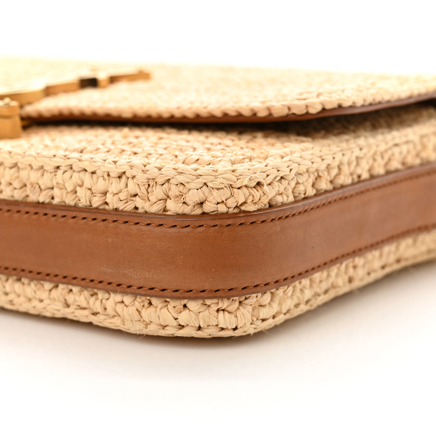 Raffia Calfskin Medium Monogram Solferino Satchel