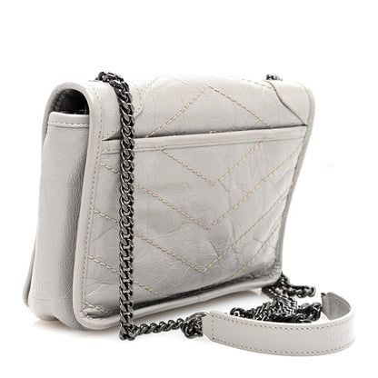 Saint Laurent Crinkled Calfskin Matelasse Monogram Niki Chain Wallet Light Grey 2 of 9