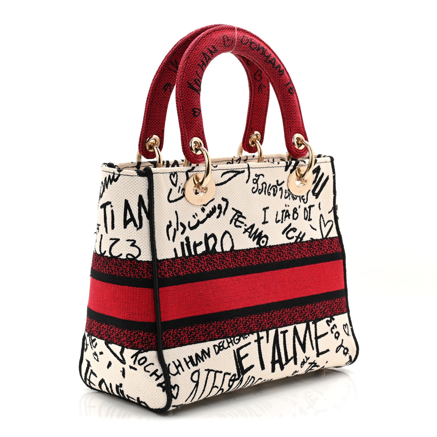 Christian Dior Canvas Medium DiorAmour Graffiti Lady D-Lite Latte 3 of 10