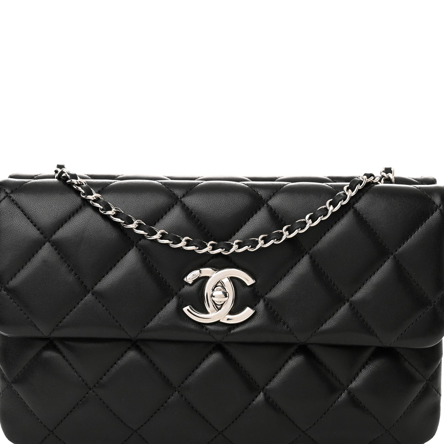 Lambskin Quilted Double Sided Clutch With Chain Black