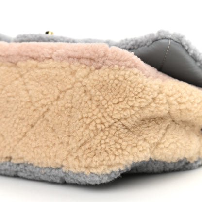 Chanel Shearling Sheepskin Single Flap Gray Pink Beige 10 of 11