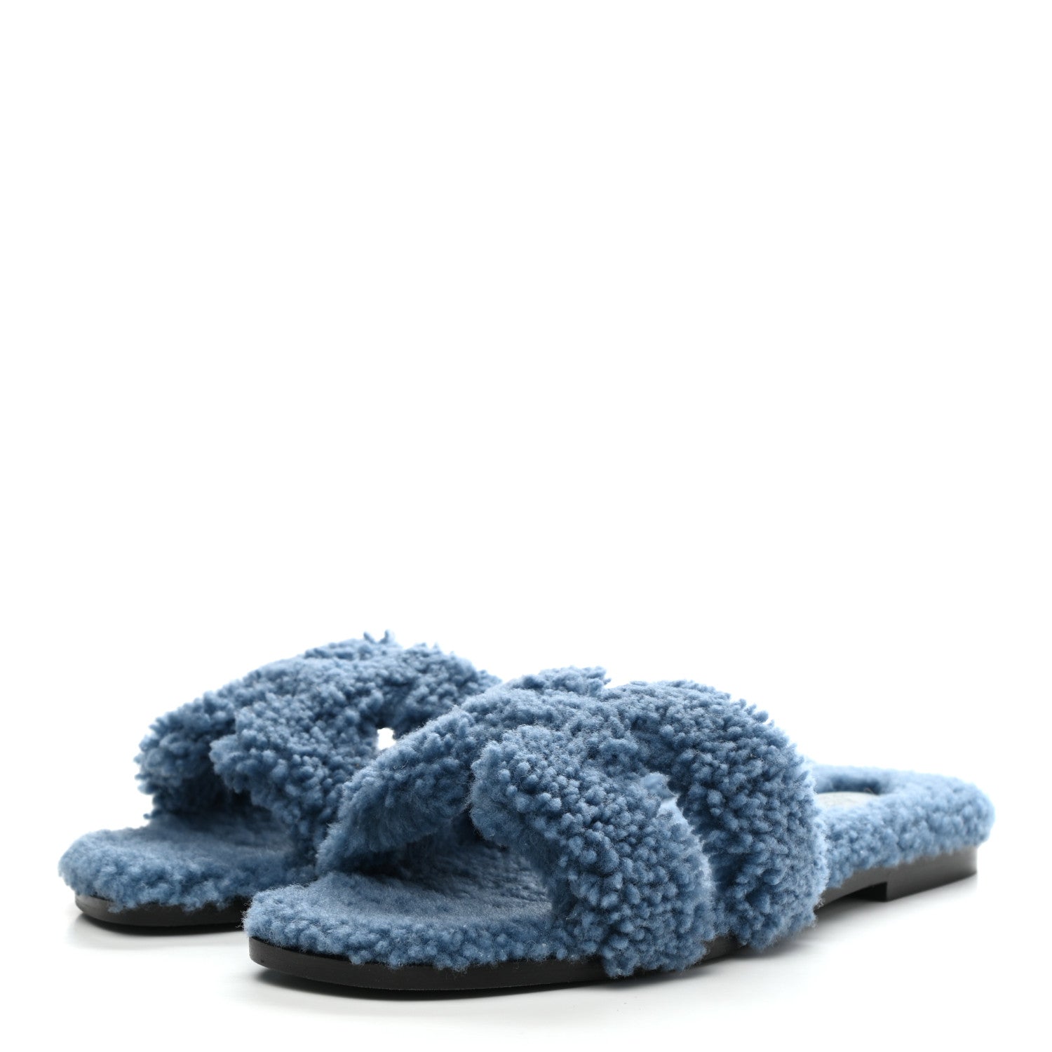 Hermes Woolskin Oran Sandals 38 Bleu 3 of 8
