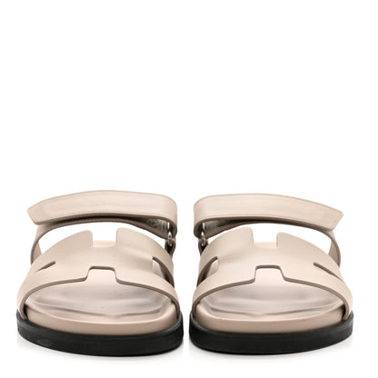 Hermes Calfskin Womens Chypre Sandals 38 Beige Mastic 2 of 8