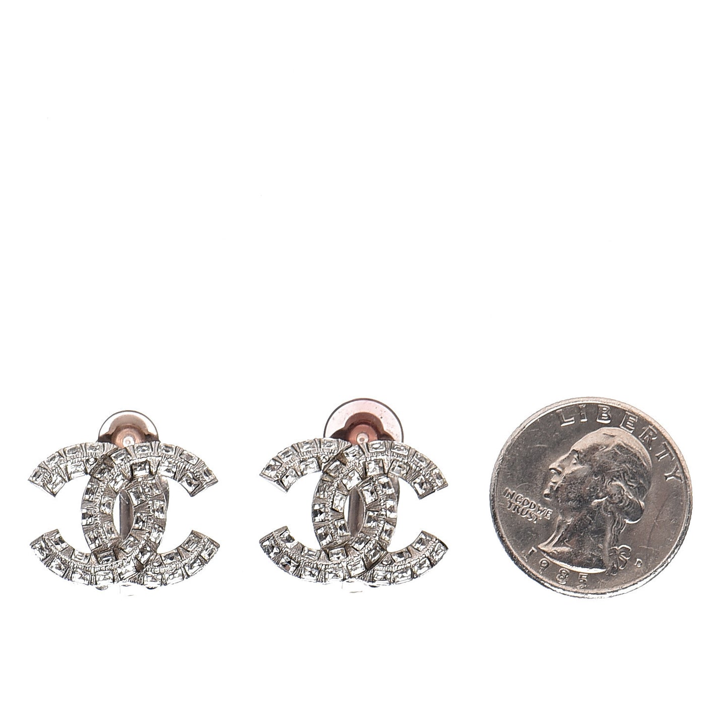 Baguette Crystal CC Clip On Earrings Silver