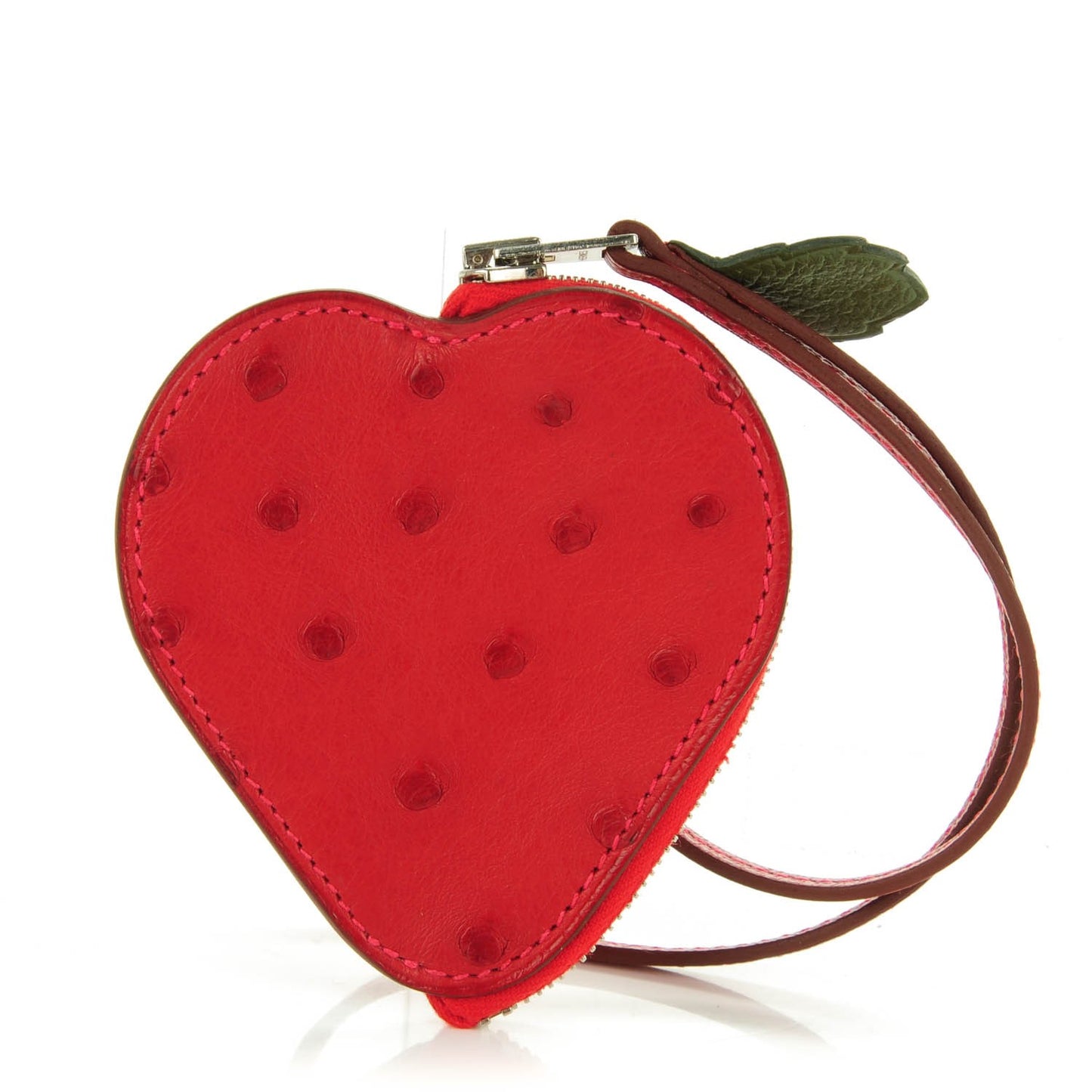 Ostrich Tutti Frutti Strawberry Coin Purse Charm Rouge Vif Canopee