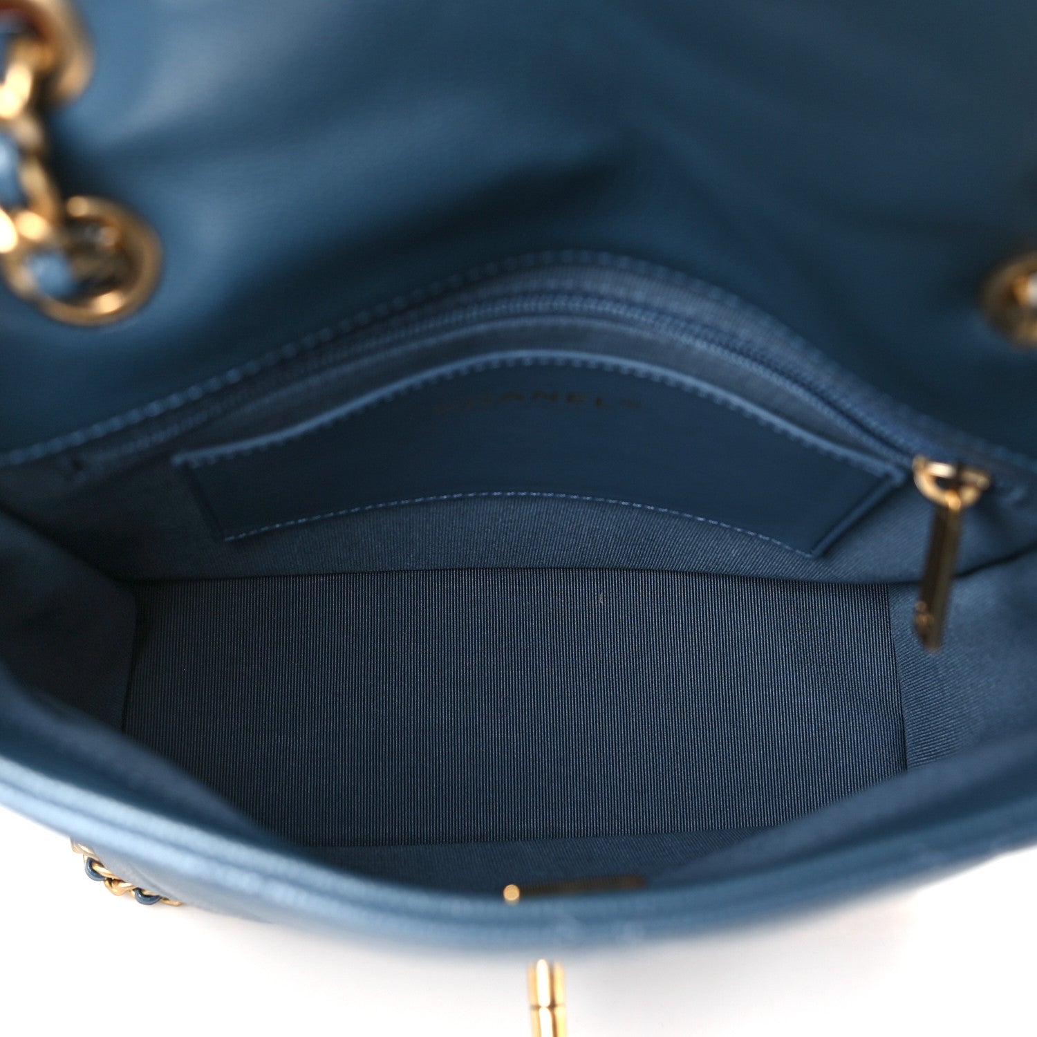 Chanel Caviar Quilted Camellia Chain Around Backpack Blue 5 of 10