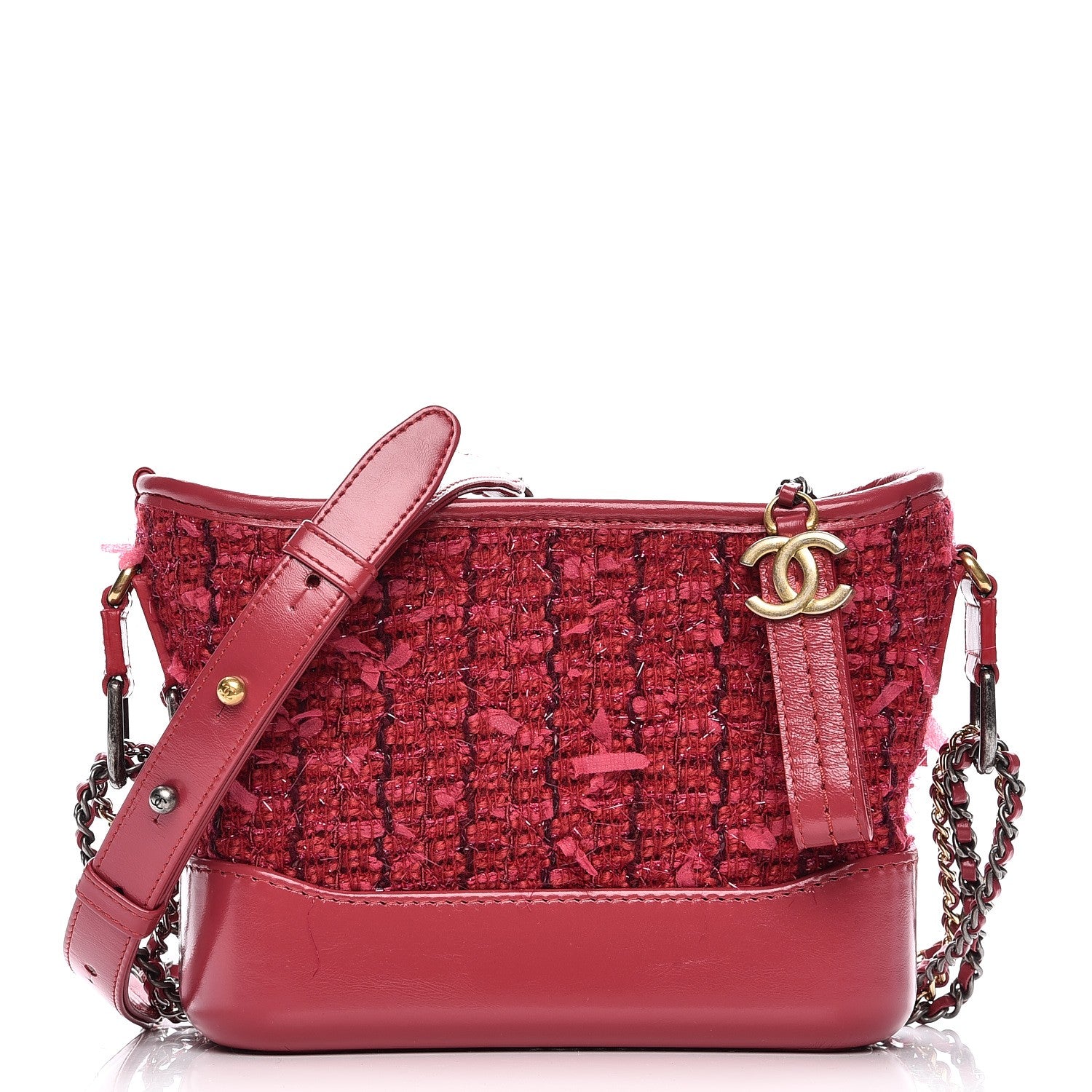 Chanel Tweed Calfskin Small Gabrielle Hobo Pink 1 of 9