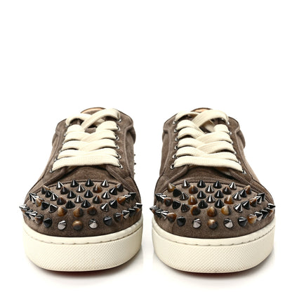 Christian Louboutin Suede Calfskin Vieira Spikes Womens Orlato Flat Sneakers 38 Silex Mix Corne 2 of 9