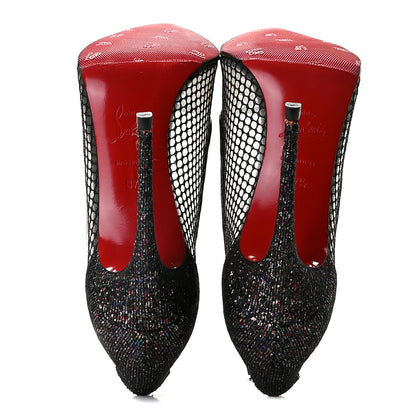 Christian Louboutin Fishnet Glitter Follies Lace 100 Pumps 37.5 Black 6 of 10