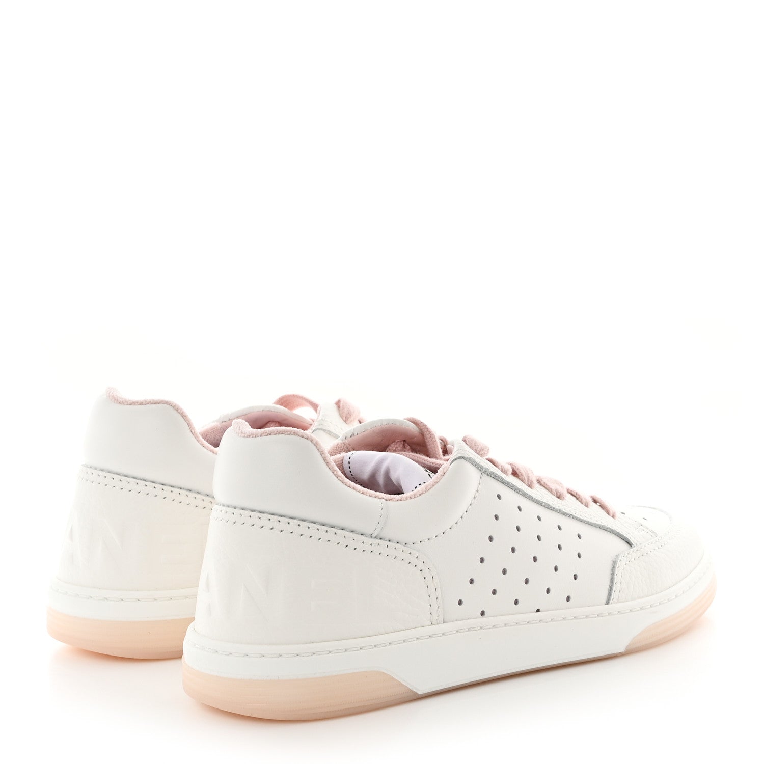 Chanel Grained Calfskin Fabric Womens Logo Sneakers 39 White Light Pink 4 of 7