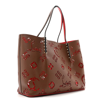 Christian Louboutin Calfskin Loubinthesky Small Perforated Cabarock Spikes Tote Biscotto 3 of 14