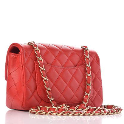 Chanel Lambskin Quilted Mini Rectangular Flap Red 3 of 14