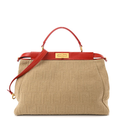 Fendi Corda Zucca Large Peekaboo Iconic Satchel Natural Pumpkin 1 of 12