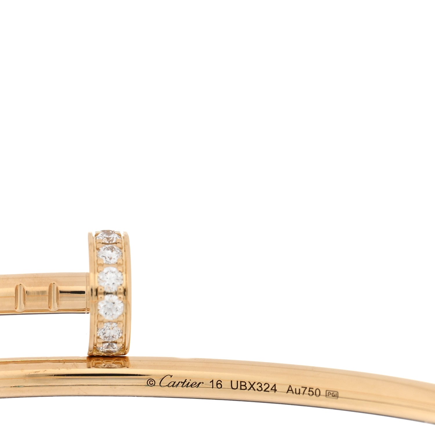 Cartier 18K Yellow Gold Diamond Small Juste Un Clou Bracelet 16 3 of 5